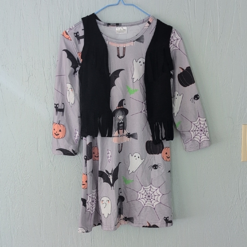 Kids Halloween Costume Dress with Black Vest